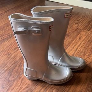 Silver Hunter Rain Boots Size 4Girls
